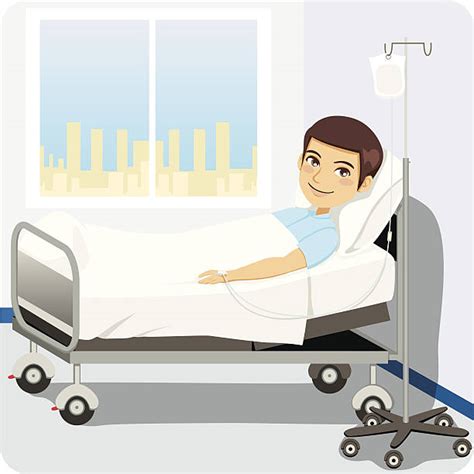 Royalty Free Cartoon Of Man In Hospital Bed Clip Art Vector Images
