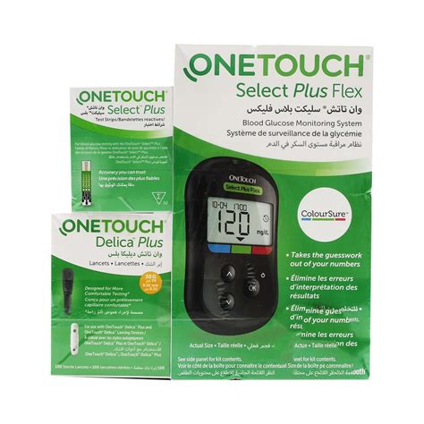 One Touch Select Plus Flex Glucometer Lancets 100 Test Strip 50 X