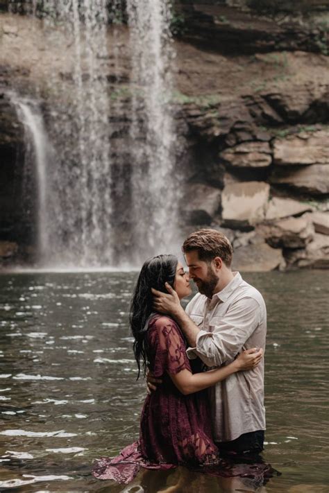 Intimate Waterfall Adventure Engagement Session In Altamont Tn Emily And Blake Water Engagement