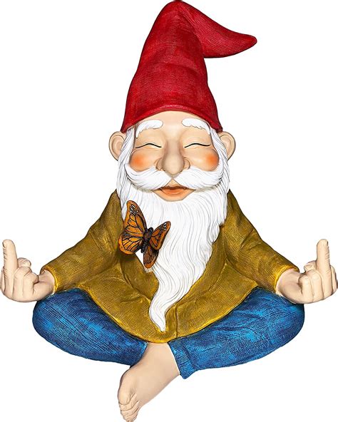 Garden Gnome Zen Gnome Statue 9 25 Inch Tall Hand Painted Lawn