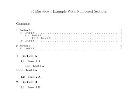 How To Indent Numbered Sections And Subsections In R Markdown Bookdown
