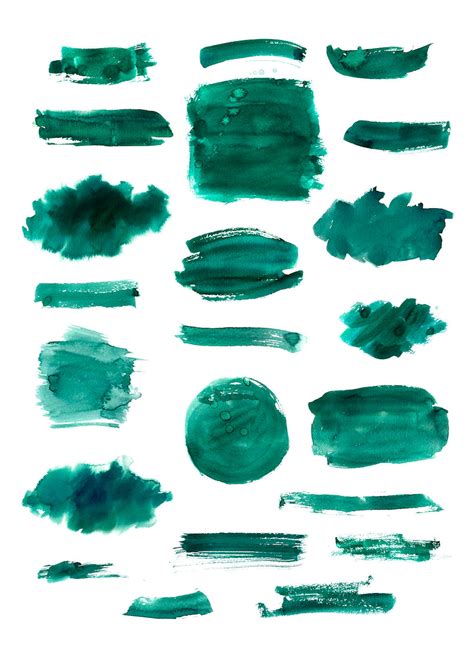 Emerald Dark Green Watercolor Background And Brush Strokes Etsy