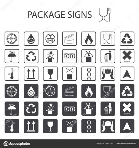 Vector Packaging Symbols On White Background Shipping Icon Set