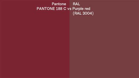 Pantone 188 C Vs Ral Purple Red Ral 3004 Side By Side Comparison
