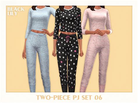 Two Piece Pj Set 06 By Black Lily From Tsr Sims 4 Downloads