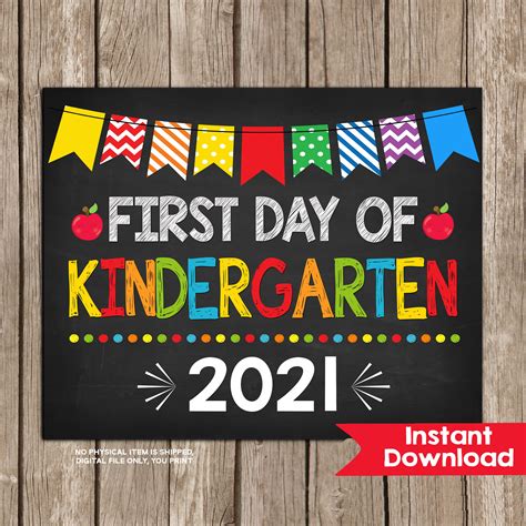 First Day Of Kindergarten Sign Back To School Sign Chalkboard Etsy