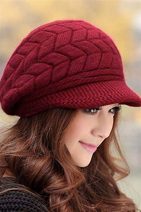 Trendy Knitted Womens Winter Hat With Visor So Cute For Chilly Weather