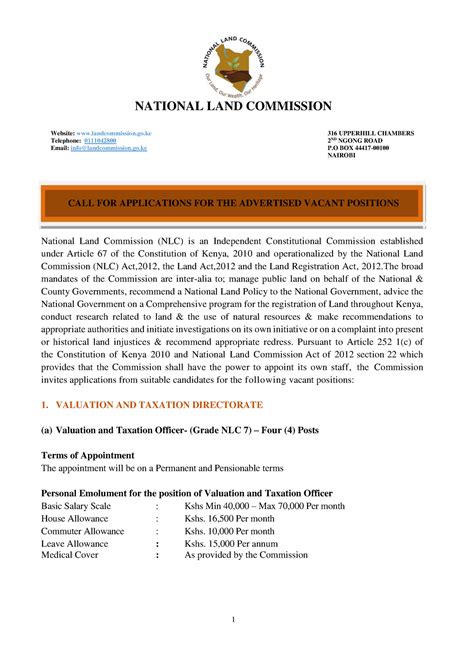 Nlc External Vacant Jobs Advertisement National Land Commission