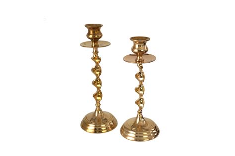 Vintage Brass Barley Twist Candlesticks Pair Of Mid Century Twisted