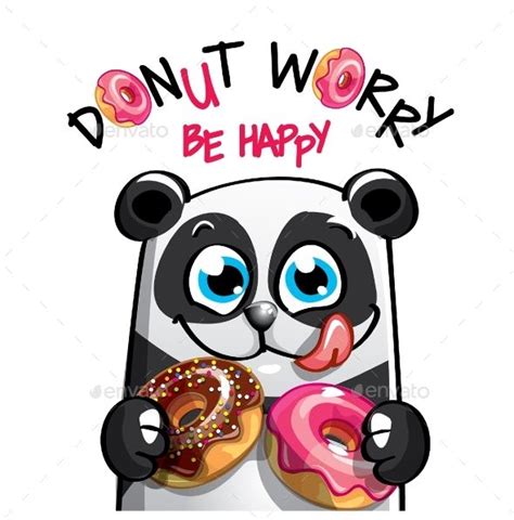 Vector Illustration Of Cartoon Panda With Donuts Cartoon Panda Cute