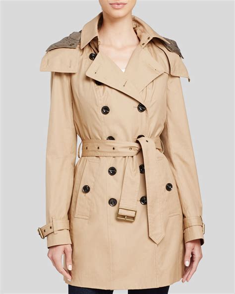 Burberry Brit Reymoore Hooded Cotton Trench Coat In Beige Light Camel