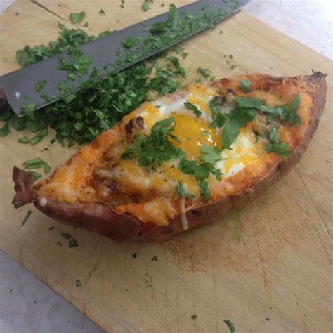 Cheesy Chorizo And Egg Sweet Potato Boats Recipe Allrecipes