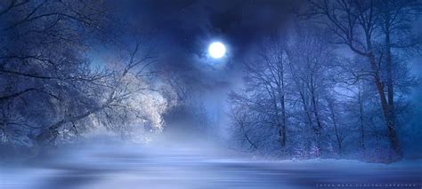 ~ Magic Of A Winter Night ~ Winter Night Night Nature Wallpaper