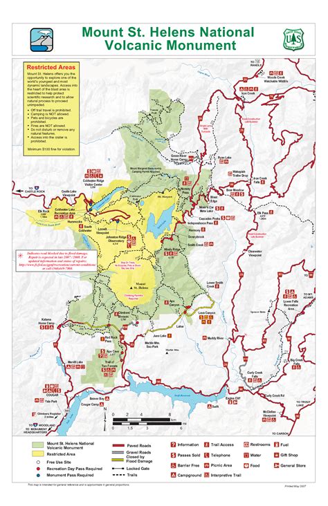 Mt Saint Helens National Volcanic Monument Recreation Map Mappery