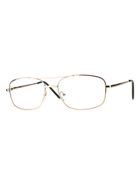 Mens Metal Rim Classic Rectangular Bifocal Reading Eye Glasses Gold 10