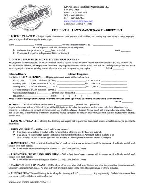Lawn Care Contract Fill Online Printable Fillable Blank Pdffiller