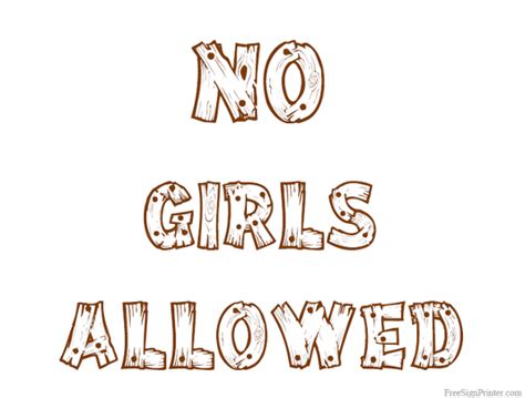 Printable No Girls Allowed Sign