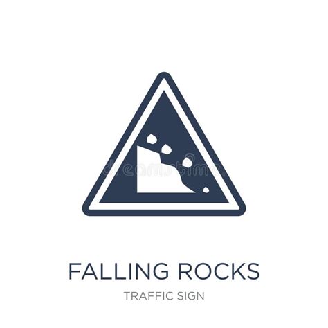 Falling Rocks Sign Icon Trendy Flat Vector Falling Rocks Sign I Stock