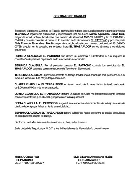 Ejemplo De Contrato De Trabajo Modelo De Carta De Autorizacion Cci Word