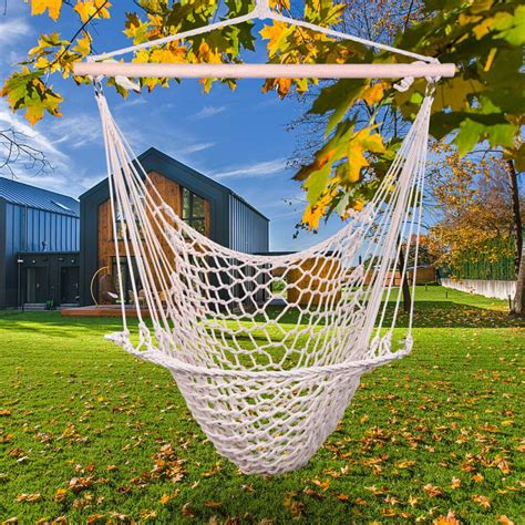 Single Hammock Cotton Hanging Rope Air Sky Chair Swing For Backyard Camping Us Yard Garden