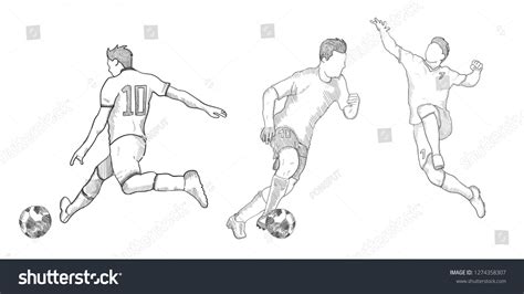 Hand Drawn Sketch Football Soccer Players Stock Vector Royalty Free