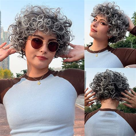 Haircube Curly Gray Wigs For Old Lady Cosplay Set Grandmother Wig Madea Granny