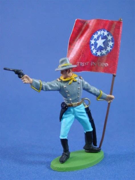 Britains Herald Dsg Confederate Toy Soldiers 17th Texas Cavalry Flag Bearer
