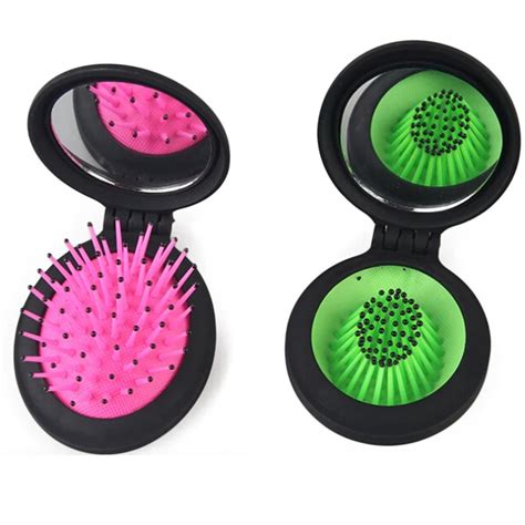 1 Pcs New Girls Portable Mini Folding Comb Airbag Massage Round Travel Hair Brush With Mirror