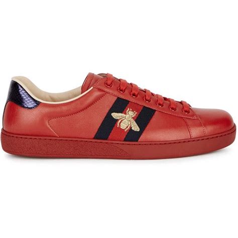 Gucci Red Bee Embroidered Leather Trainers Size 11 525 Liked On