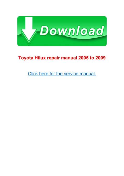 Toyota Hilux Repair Manual 2005 To 2009 By Centurionshopper Issuu