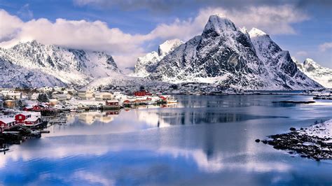 2560x1440 Nature Landscape Mountain Clouds House Hill Norway Villages