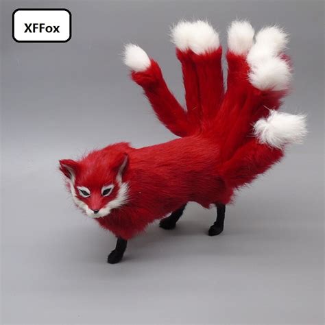 New Creative Simulation Red Fox Model Plasticandfurs Nine Tails Fire Fox Doll T 35x14cm Xf2317