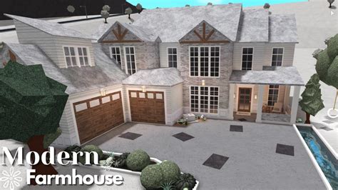 Roblox Bloxburg Modern Farmhouse Exterior Part 1 House Build 28k