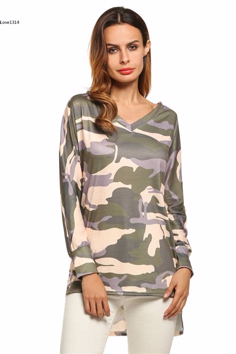 Women Camouflage T Shirt 2018 Autumn Long Sleeve T Shirt Girls Casual