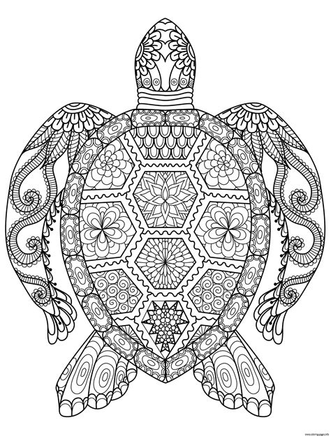 Adult Zentangle Zen Turtle Coloring Page Printable