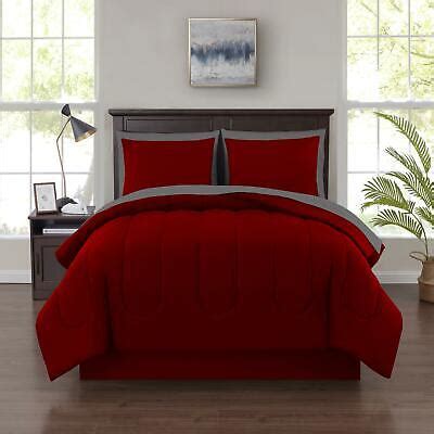8 Piece Red Queen Size Comforter Set Bedspread Bed In A Bag Bedding