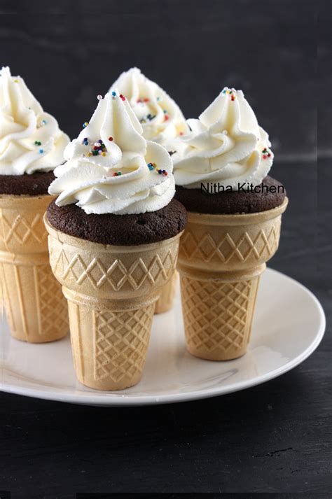 Chocolate Ice Cream Cone Cupcakes Chocolate Frosting Nitha Kitchen