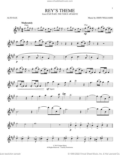 Reys Theme From Star Wars The Force Awakens Sheet Music For Alto