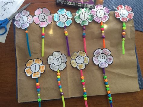 Preschool Math Activity Children Will Bead The Number Labeled Onto