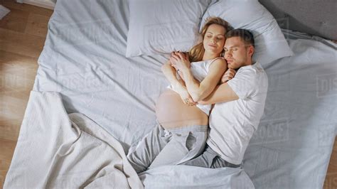 Happy Young Couple Sleeping Together In The Bed Sweet Loving Young