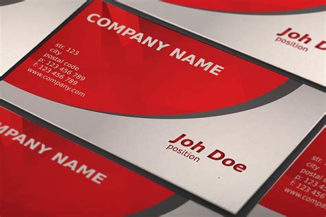Business card, business card mockup. Red Curves Beautiful Business Card - Vector download