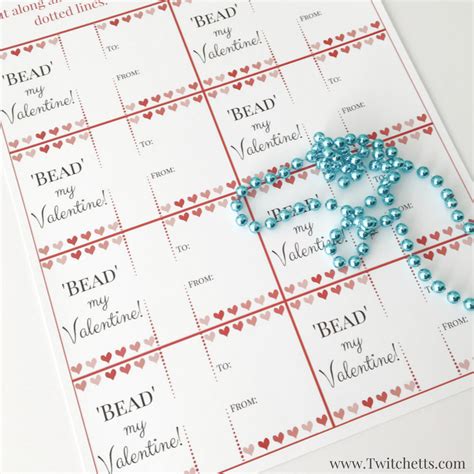 A Non Candy Valentine Idea Using Bead Necklaces ~ Free Template