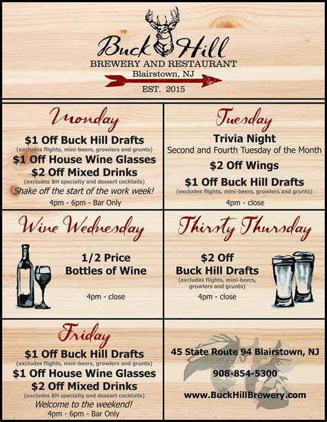 Weekly Specials Monday Thru Friday At Buck Hill Njcb Your Resource