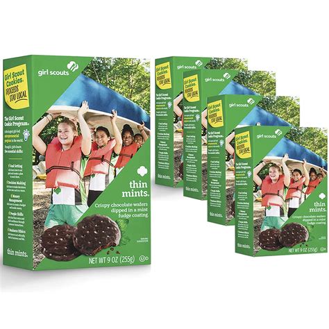 girl scout thin mints cookies 9 oz 4 boxes grocery and gourmet food