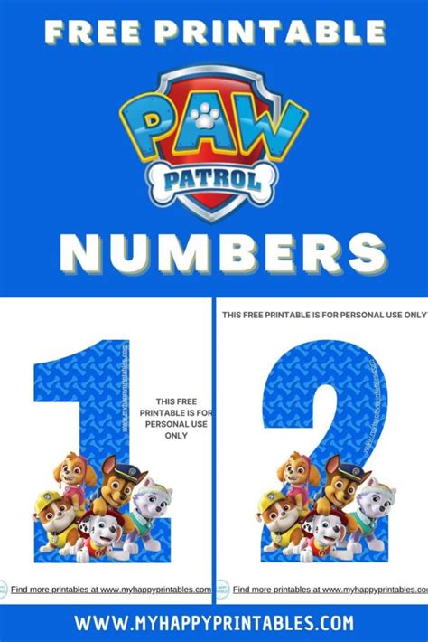 Free Printable Paw Patrol Numbers My Happy Printables