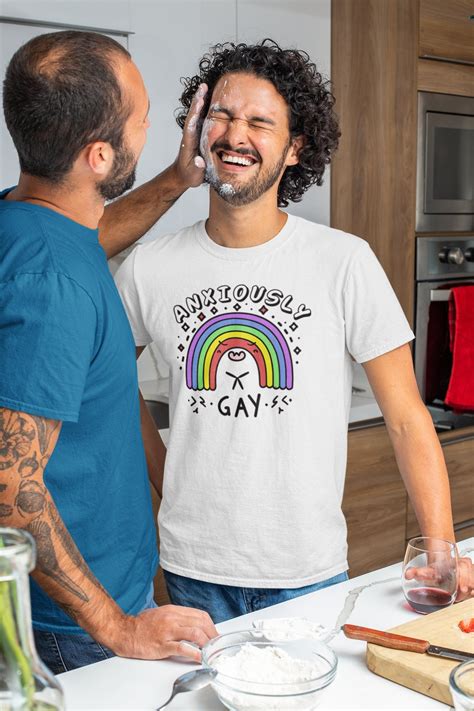 Anxiously Gay Lgbtqi Pride T Shirt With Flags Gay Etsy