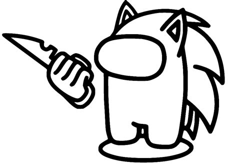 Among Us Sonic Holds A Knife Coloring Page Free Printable Coloring Pages