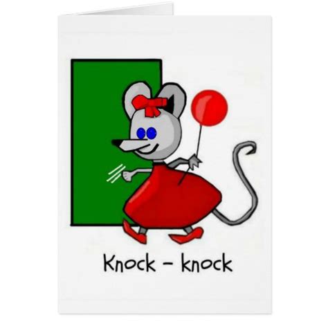 Cartoon Mouse Knock Knock Joke Birthday Card Zazzle