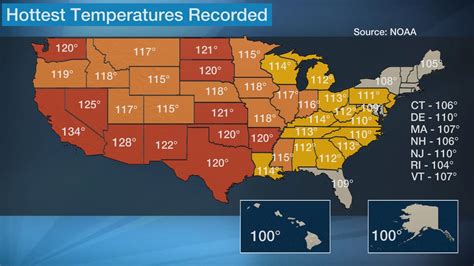 The Hottest Temperatures Recorded In All 50 States Weather Underground
