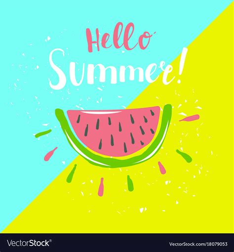 Summer Poster With Watermelon And Hand Lettering Vector Image
